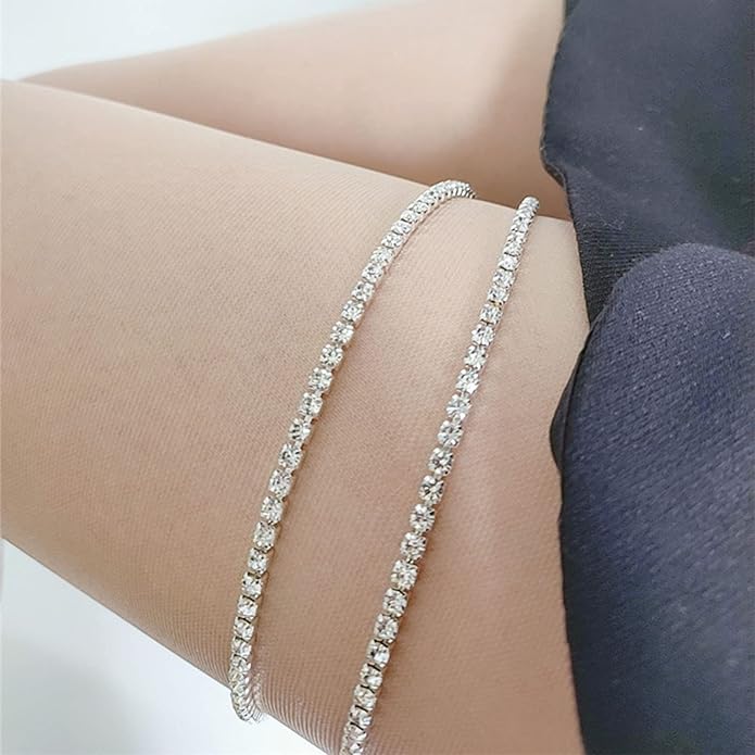 Boho Crystal Thigh Chain Silver Body Chain Leg