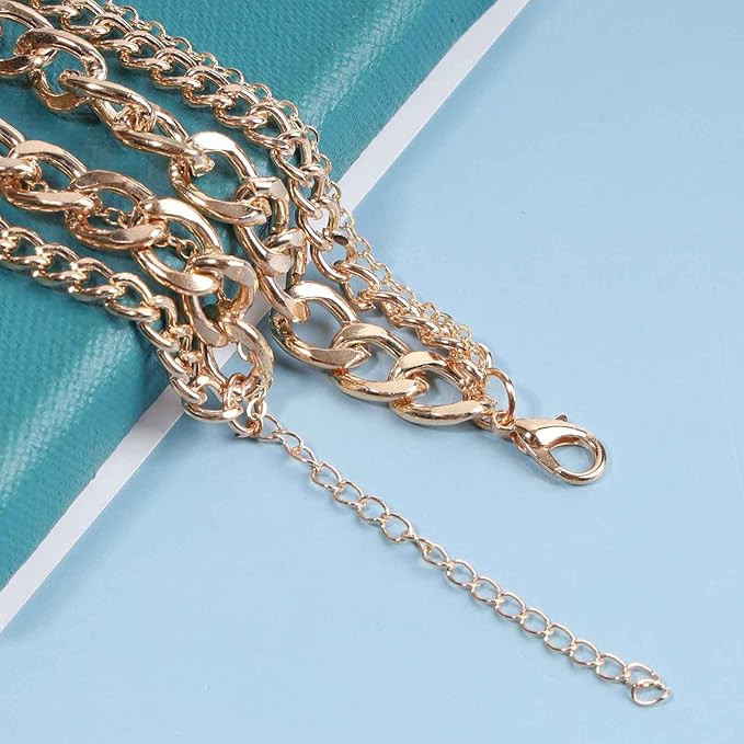 Punk Layered Necklace Choker Gold Cable