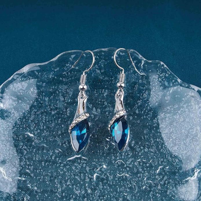 Bohemia Sapphire Drop Earrings Blue Crystal