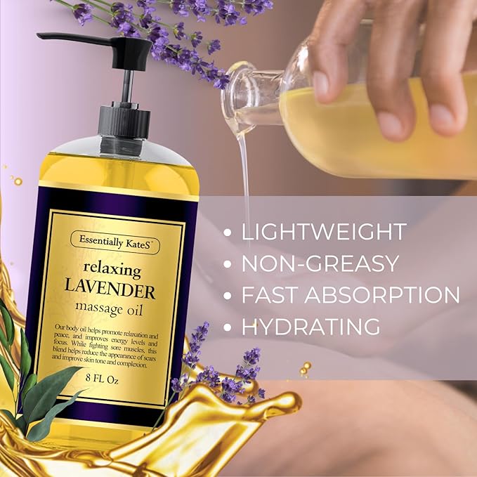 Lavender Massage Oil 8 Fl Oz - Relaxation and Soothing