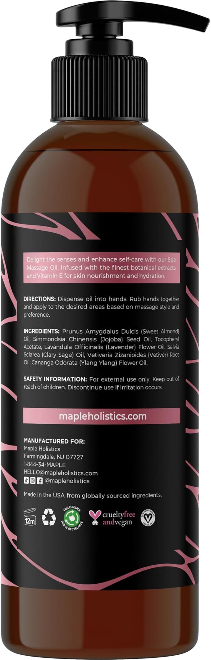 Calming Massage Oil for Massage Therapy - Home Spa Full Body Massage Oil for Sore Muscles for Pro or Home Use with Moisturizing Sweet Almond Oil and Lavender Essential Oil - Non Greasy or Staining