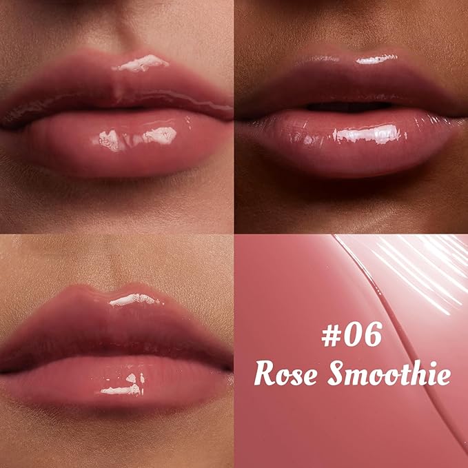 ITY Lip Gloss, Lip Plumper with Hyaluronic Acid, Lip Stain Moisturizing, Coconut Flavored Lipstick, Jelly Texture, 0.09 oz, 06 Rose Smoothie