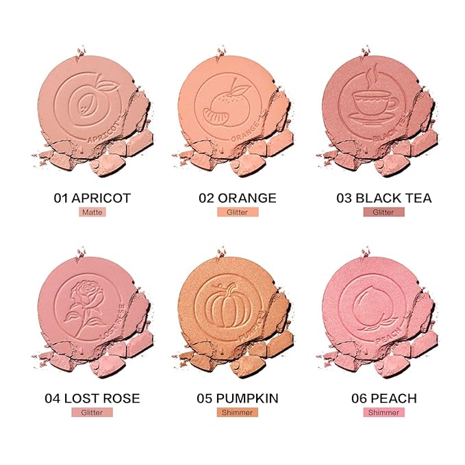 Face Blush, Powder Blush Makeup, Longlasting Highly Pigmented 01 APRICOT