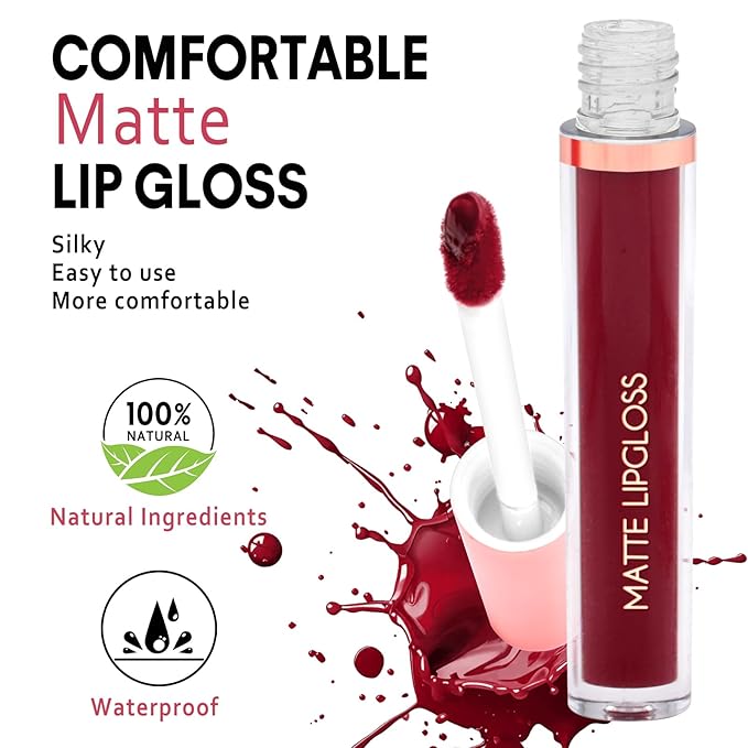 Matte Lip Gloss for Women,3 PCS Matte Liquid Gloss