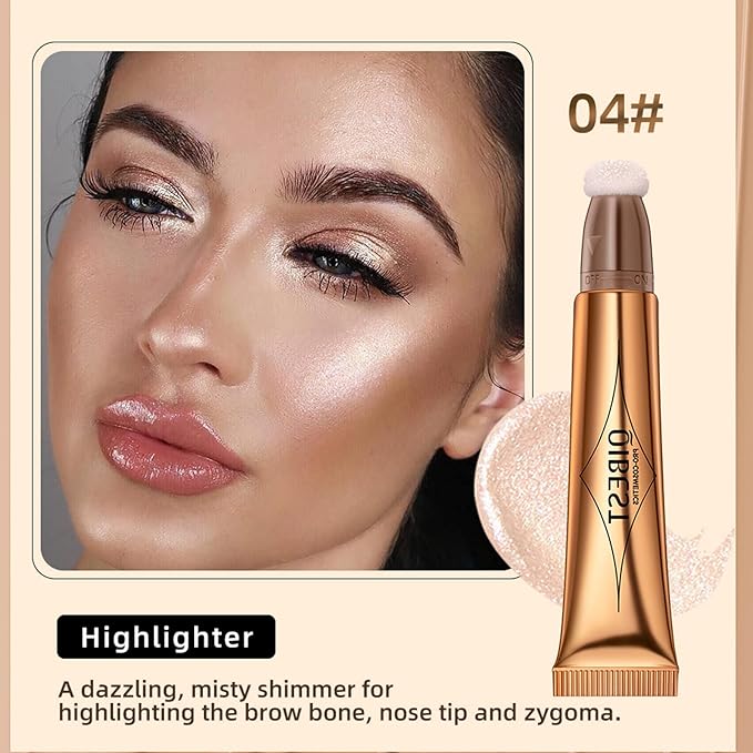 Highlighter Beauty Wand, Cream Liquid Highlighter Makeup Stick, Cruelty-free(Pearl White)