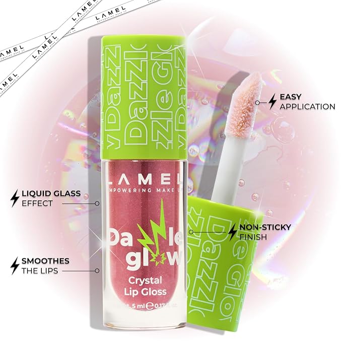 Lamel Dazzle Glow Crystal Clear Lip Gloss - Hydrating Lip Gloss - Non Sticky Lip Gloss - Colored Lip Gloss - Lip Gloss Color - Mini Lip Gloss - Moisturizing Lip Gloss - №404 You Can