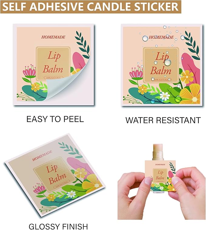 CRASPIRE Lip Balm Labels 80pcs Homemade Yellow)