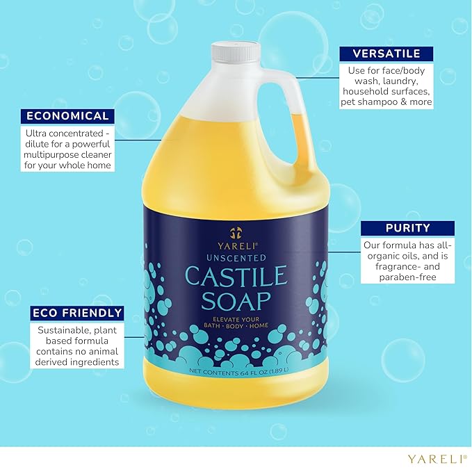 Pure Castile Liquid Soap, Unscented,
