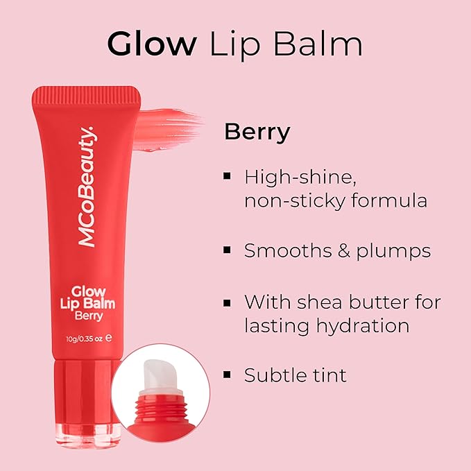 MCoBeauty Glow Lip Balm, Berry, Nourishing