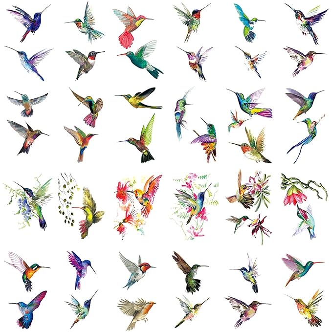 WEETUU 24 Sheets Hummingbird Temporary Tattoo for Women Stickers (T09)