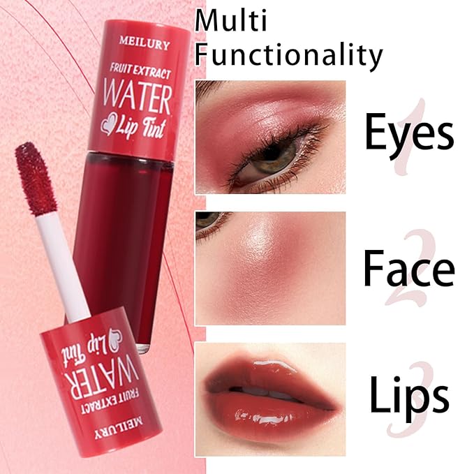 7 Colors Lip Tint Stain Set, Watery Lip Stain Mini Liquid Matte Lipstick, Multi-use Lip Cheek Tint, Moisturizing Plump Lip Gloss, Lightweight Non-Sticky, Long Lasting, Vivid Lip Makeup (7 Colors)