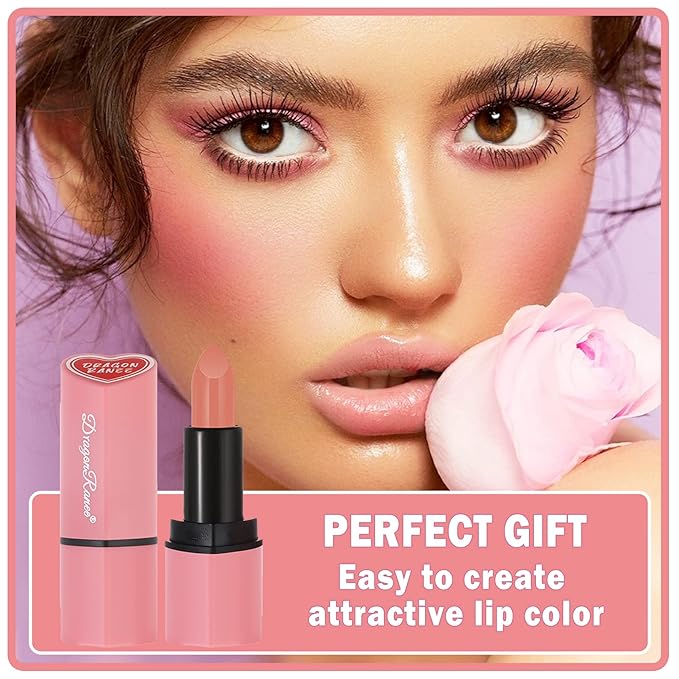 Nude Matte Lipstick, Nude Lip Stain Velvet Lip Stick Bold and Intense Nude Pink Lipstick Smooth Matte Lip Gloss for Women Girls Daily Natural Nude Lip Makeup - #03
