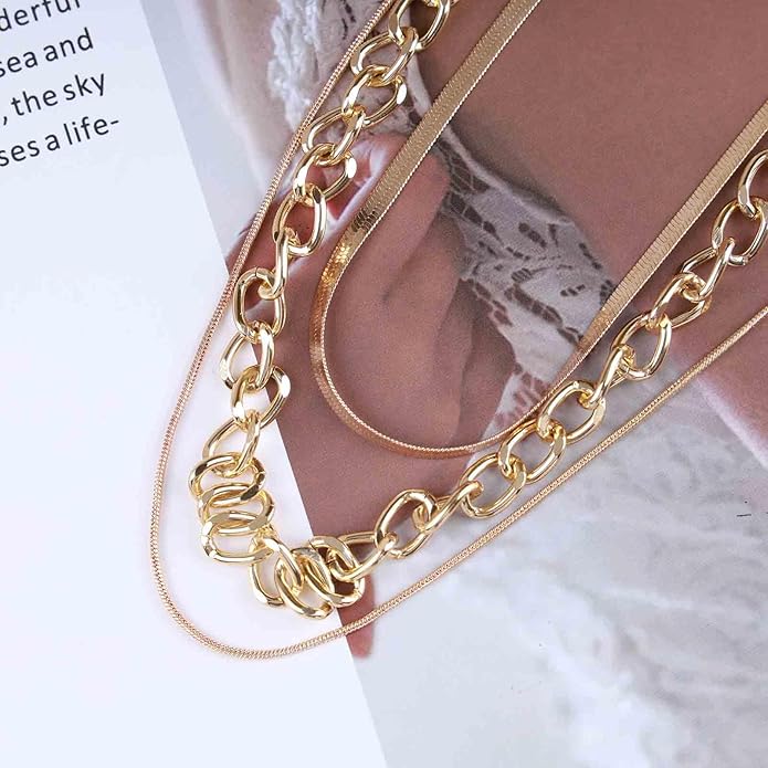 Vintage Layered Snake Chain Necklace Chunky