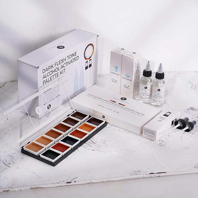 12 Color Dark Flesh Tone Alcohol Activated Makeup