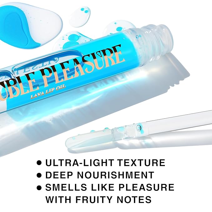 Double Pleasure Lip Oil - Moisturizing Lip Gloss for Women - Softening Glow Lip Plumper Gloss - Hydrating Lip Glow Oil - Plumping Lip Gloss Oil with Silicone Applicator (Skinny-Dipping)