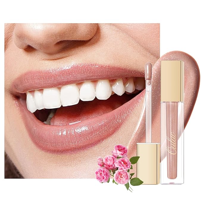 Oulac Nude Lip Gloss High-shine Moisturizing Lip Gloss Oil Liquid Lipstick Non-stick Cup Glitter Lipstick Lip Tint Reduce Fine Lines Lip Glaze For Dry Lip C09