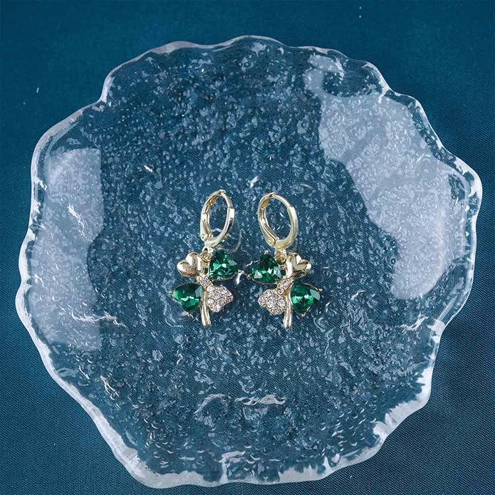 Boho Emerald Crystal Drop Earrings Green