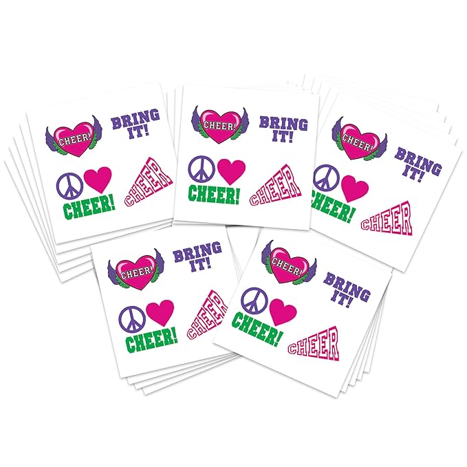 FashionTats Sport Spirit Temporary Tattoos | 100 Tattoos Removable (Cheer)