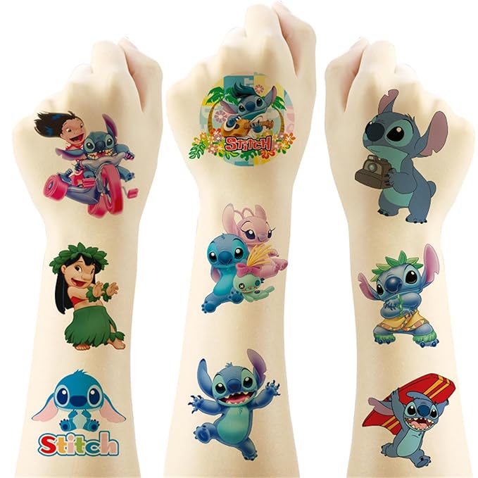 40pcs Stitch Temporary Tattoos for Kids Party Favors Parent-child game(Blue-B)