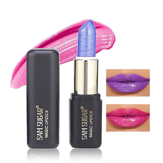 Blue Rose Color Changing Lipstick Tinted Lip Balm,Shimmer PH Changing Lip Gloss, Matte Velvet Color Revealing Moisturizing Pearlescent Waterproof Long Lasting Pink Lips for Women (01#)
