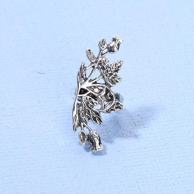 Boho Leaf Earcuff Earrings Silver Leaves