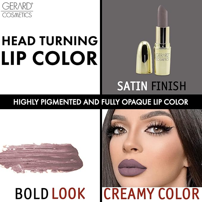 Gerard Cosmetics Lipstick London Fog | Dark Grey Lipstick with Luxe Satin Finish | Highly Pigmented, Smooth Formula with Hydrating Ingredients | Long Lasting | Cruelty Free & Made in USA