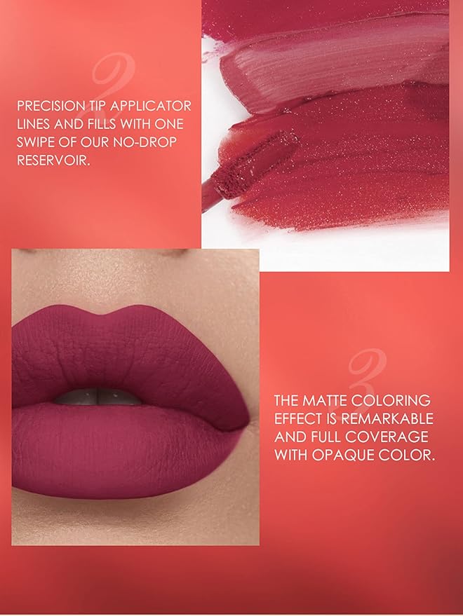 URQT 12pcs Lip Liner and Lipstick Makeup Set, 6 Velvety Matte Liquid Lipsticks + 6 Matching Smooth Lip Liner One Step Lips Makeup Kits Waterproof Long Lasting Matte Lipstick Gift Set (Set B, 12)