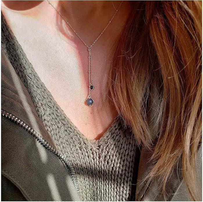 Boho Lava Stone Necklace Chain Silver