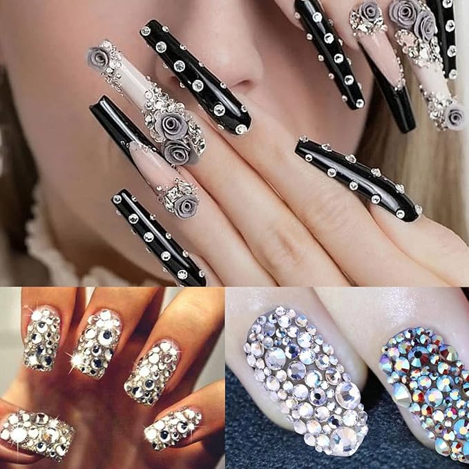 Flat Back Rhinestone Kits Colorful Rhinestones+Transparent White Gems