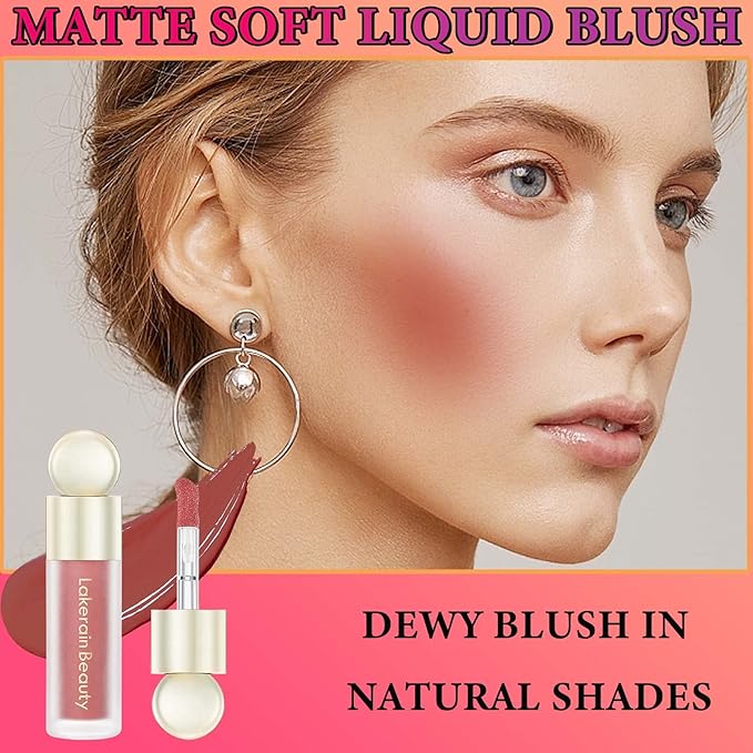 Matte Soft Liquid Blush,Waterproof Long Lasting Moisturizing Velvet Blushes Makeup(#04)