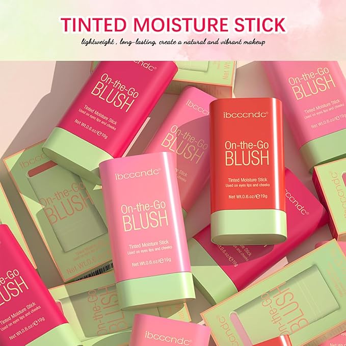 Multi-Use Makeup Blush Stick, Tinted Solid Moisturizer On-the-Go Shy Pink)