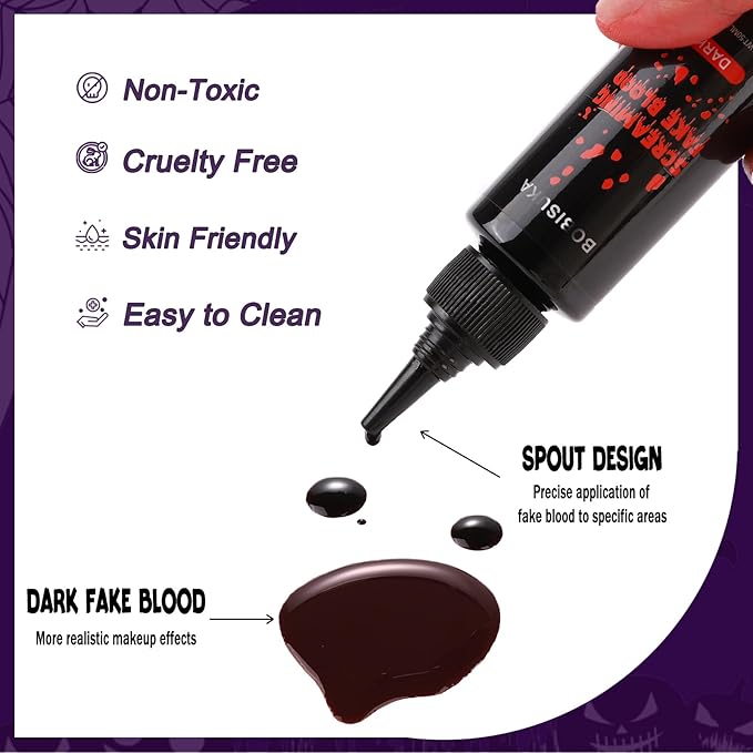 BOBISUKA Halloween Fake Blood + 10 Pack of Mouth Clothes