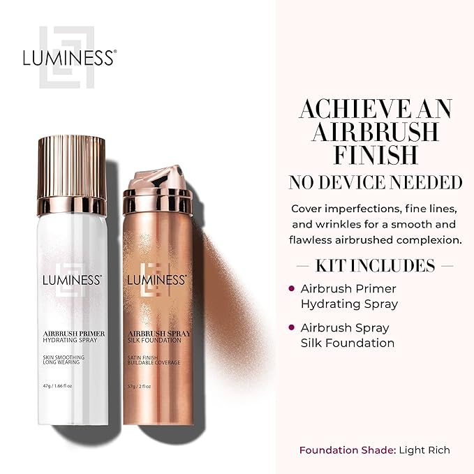 LUMINESS Silk Airbrush Spray Foundation & Primer Kit Light Rich)