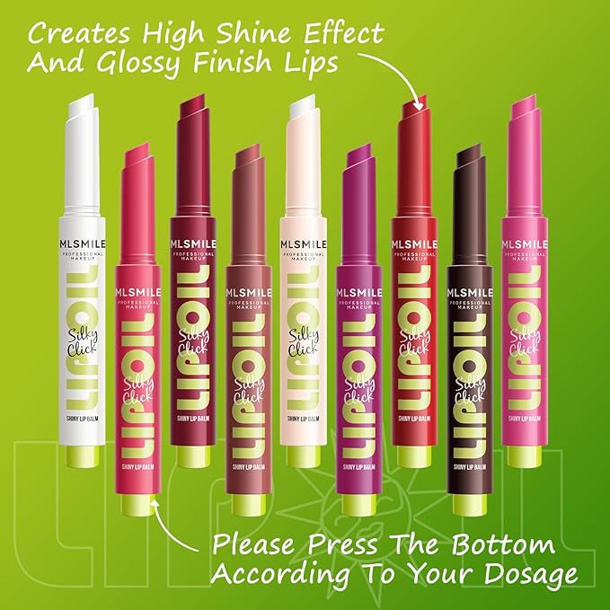 3 Colors Fat Lip Oil Slick Click Press Lipstick, Moisturizing Lip Balm Korean Shining Mirror Lip Gloss Nourishing Solid Lip Glaze, Plump Your Lips, High Pigmented Vegan Lip Oil Non-Sticky (C#)