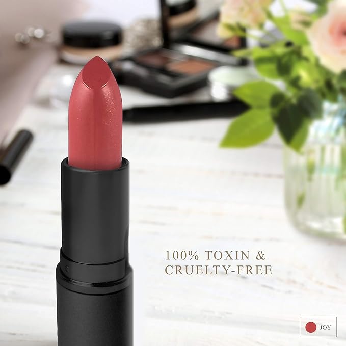 All Natural Lipstick, Semi Matte Lip Color, Moisturizing Lipstick, Non Toxic, Non GMO, Highly Pigmented, Long Lasting Lipstick, Vegan Makeup for Women (7 Shades)
