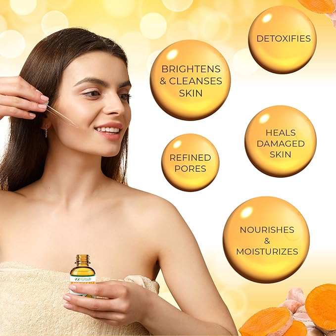 Turmeric Serum for Face & Body - All Natural Turmeric Skin Brightening Serum for Spots - Turmeric Facial Repair Serum Cleanses Skin, Fights Acne, Evens Tone, Minimizes Pores - Pure Turmeric Oil