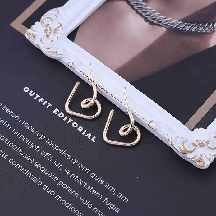 Vintage Heart Hoop Earrings Gold Heart