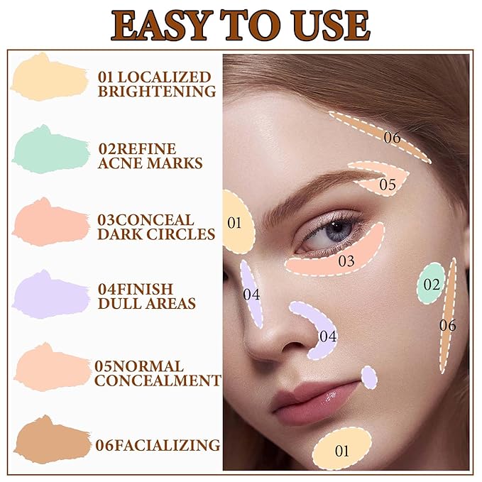 6 Colors Correcting Concealer Contour Palette,Concealer Cream Contour