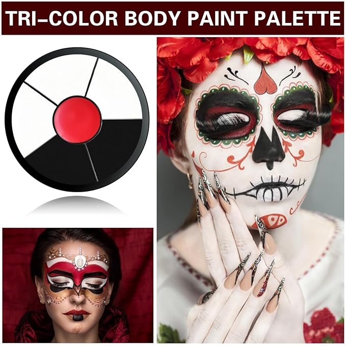 Clown Makeup Kit Black White Red Face Body