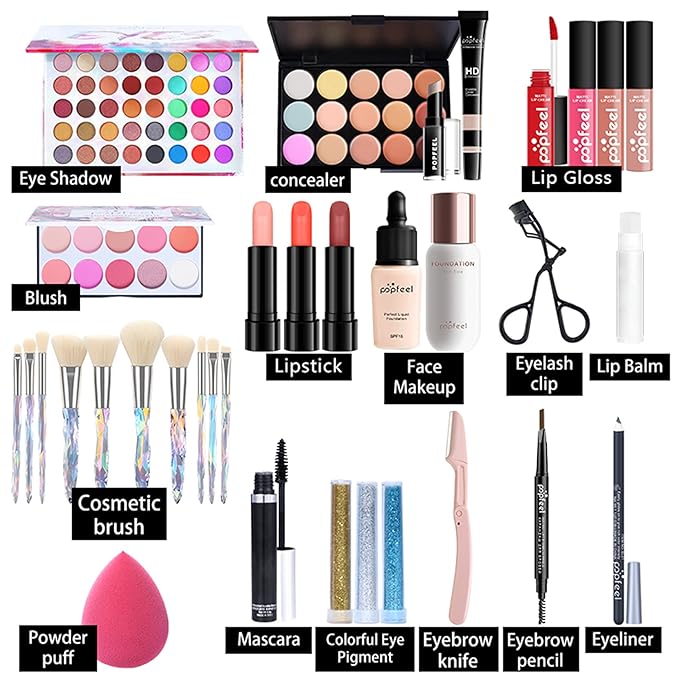 All-in-One Makeup Gift Set Travel Makeup Kit Complete
