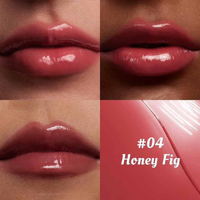 ITY Lip Gloss, Lip Plumper with Hyaluronic Acid, Lip Stain Moisturizing, Coconut Flavored Lipstick, Jelly Texture, 0.09 oz, 04 Honey Fig