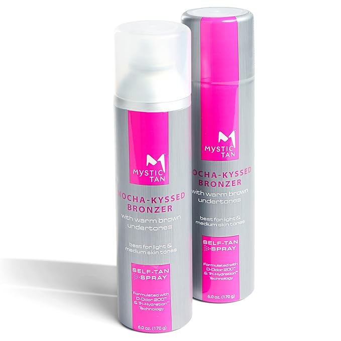 Mystic Tan Sunless Self Tanner Airbrush Spray Tan with Bronzer - Mocha-Kyssed, 6 Ounces