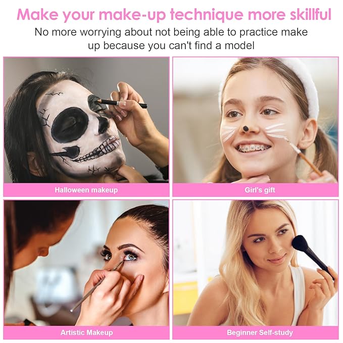 3D Makeup Practice Kit,Reusable Silicone Makeup Practice Face