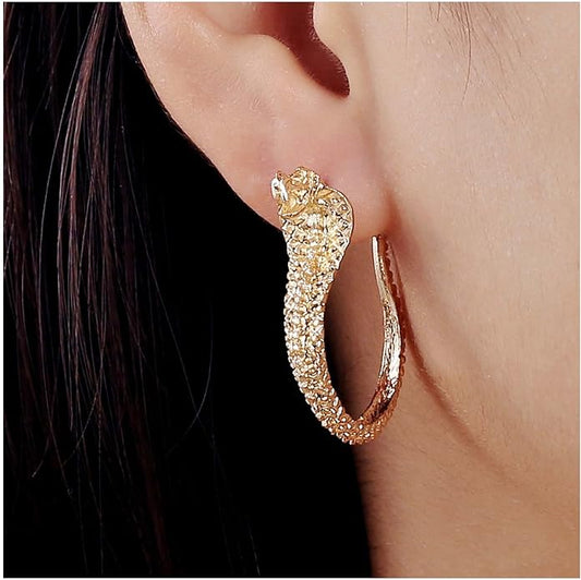 Vintage Snake Studs Earrings Gold Snake