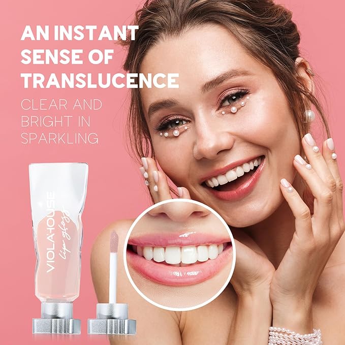 VIOLA HOUSE Lip Gloss, Lip Stains Lip Tint Stain, Clear Lip Gloss, Non Stick Lip Makeup.4ML/0.13Fl.Oz(3 love language)