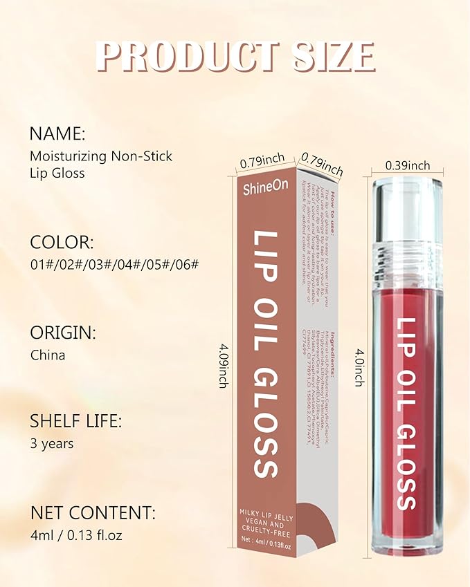 Hydrating Lip Tint Stain-1Pcs Tinted Plumping Lip Glow Oil, Moisturizing Water Lip Stain Makeup, Pigmented Non-Sticky Vegan Lip Gloss, Multi-Use Lip & Cheek Tint, Nude Glossy Finish, Cruelty Free-01#