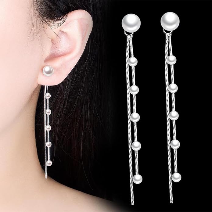 Boho Long Pearl Dangle Drop Earrings