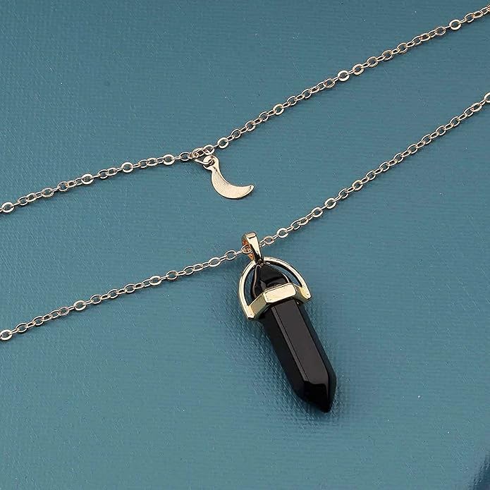 Boho Layered Moonstone Necklace Chain Gold Moon Pendant