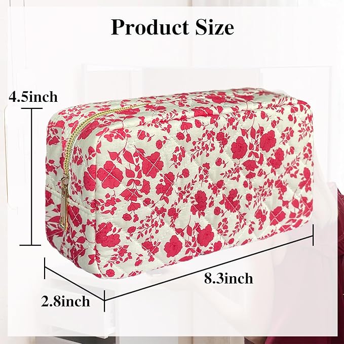 Quilted makeup bag floral makeup