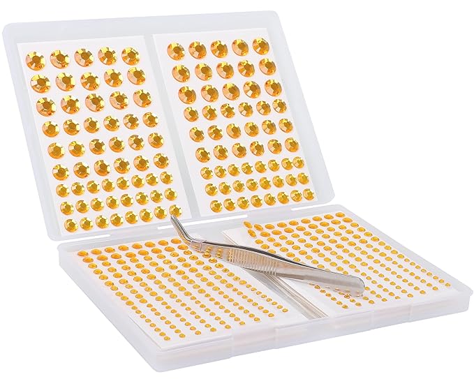 NIACONN Gold Face Jewels Gems Stick on, 10 - Gold